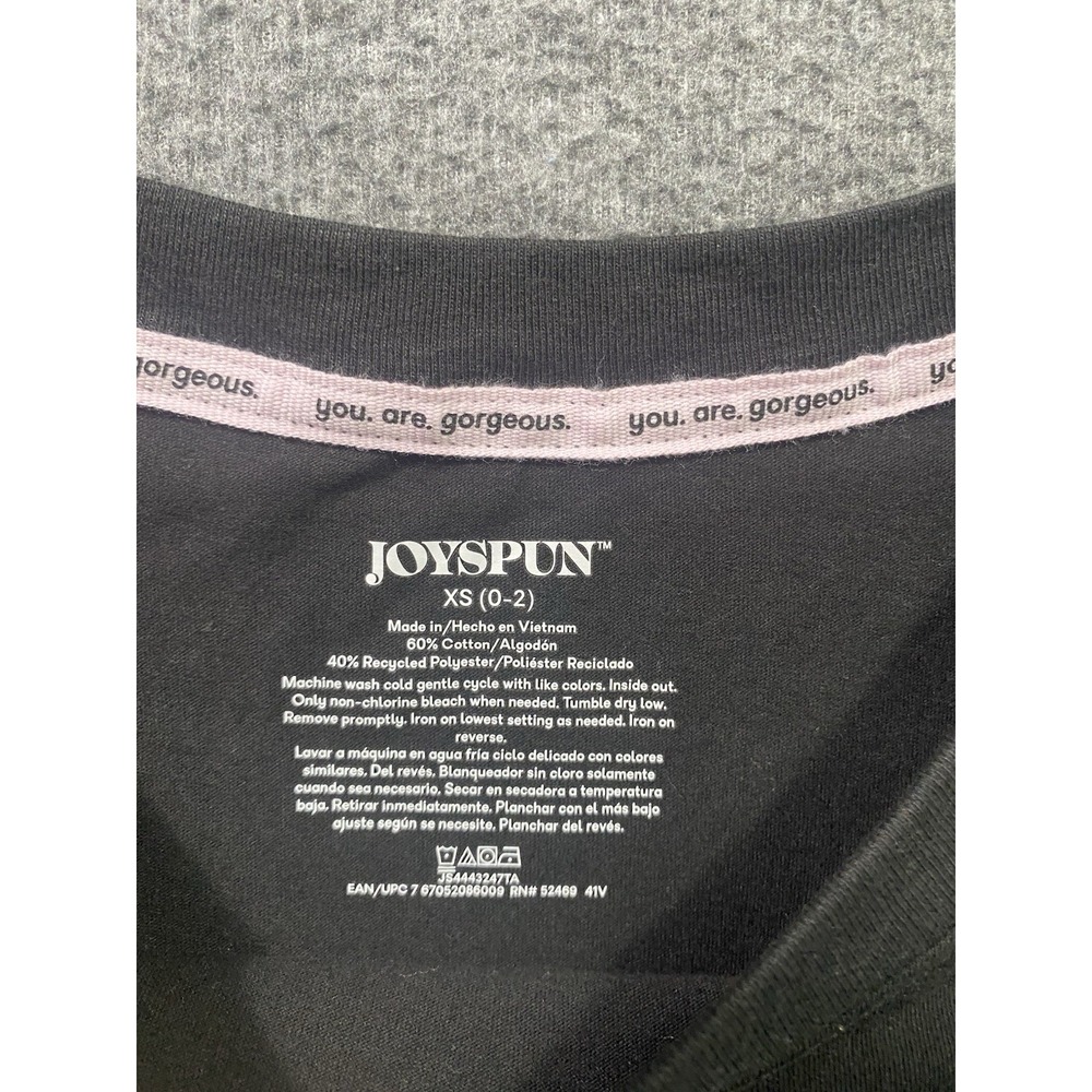 Joyspun T Shirt Short Sleeve Solid Black Cotton Blend Womens XS 0-2 - Picture 2 of 6